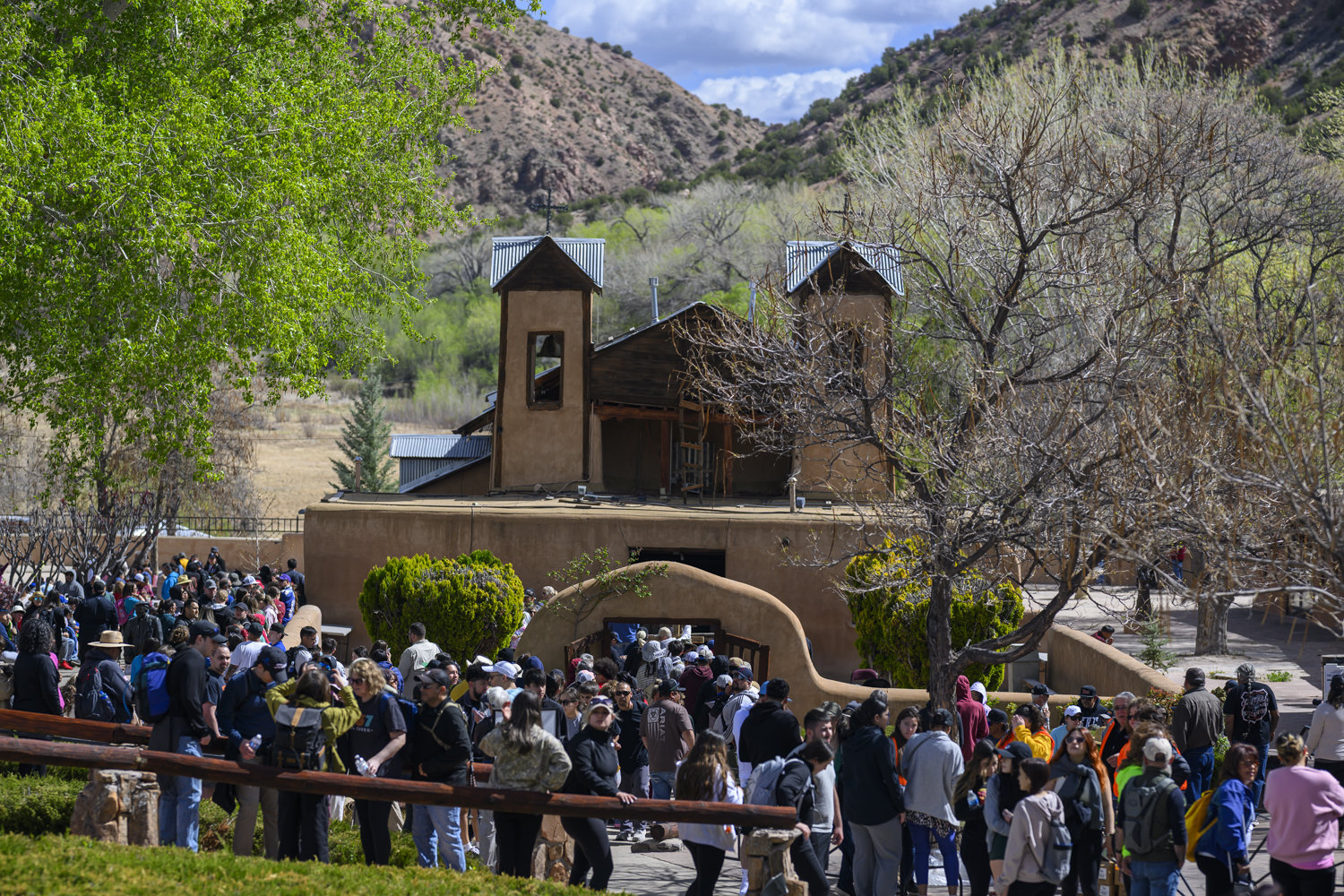 Thousands of pilgrims make their way to El Santuario De Chimayo in Northern New Mexico on Good Friday, April 18, 2025 in Chimayo, N.M. (AP Photo/Roberto E. Rosales)