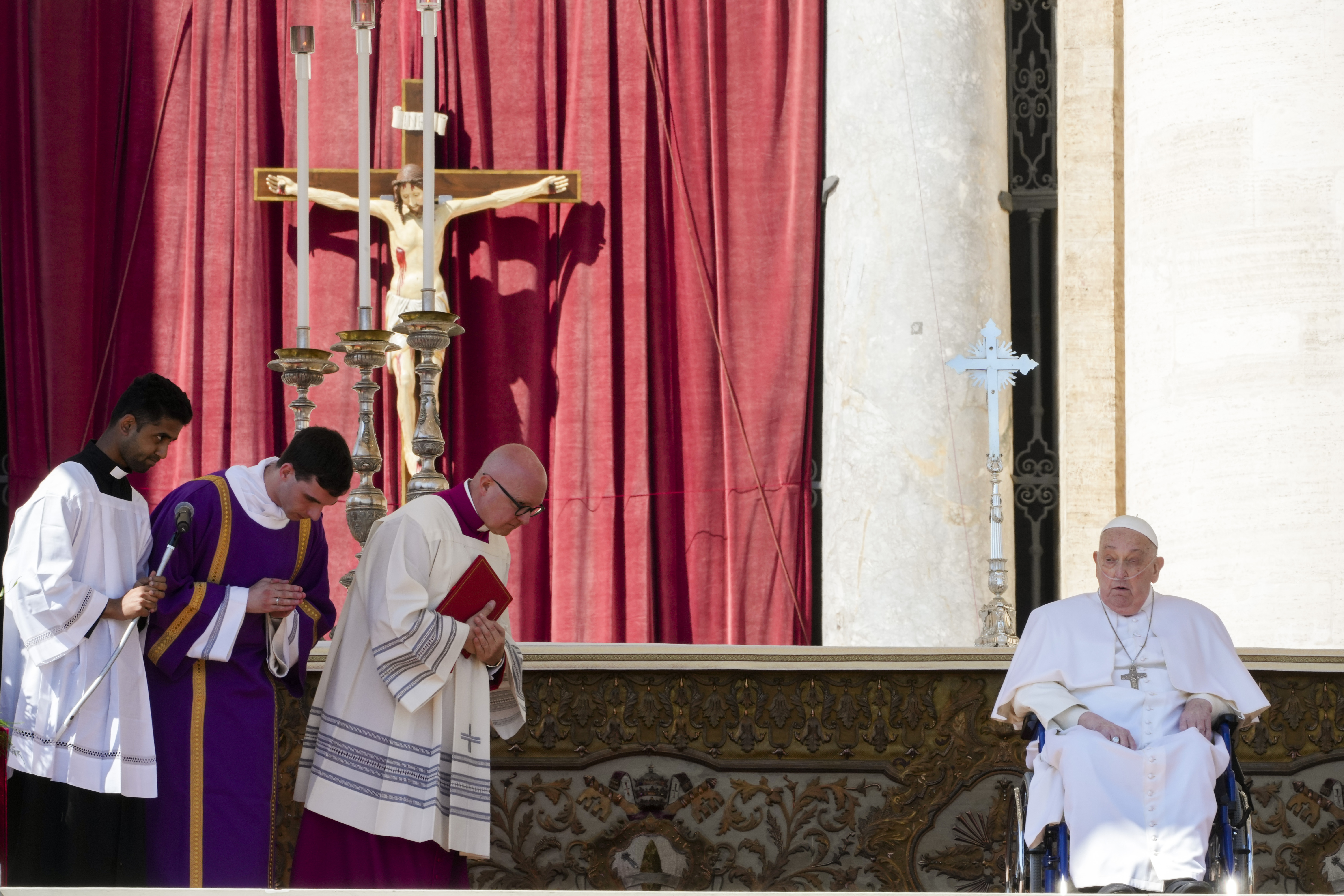 Francis seen in front of crucifix at special Mass 
