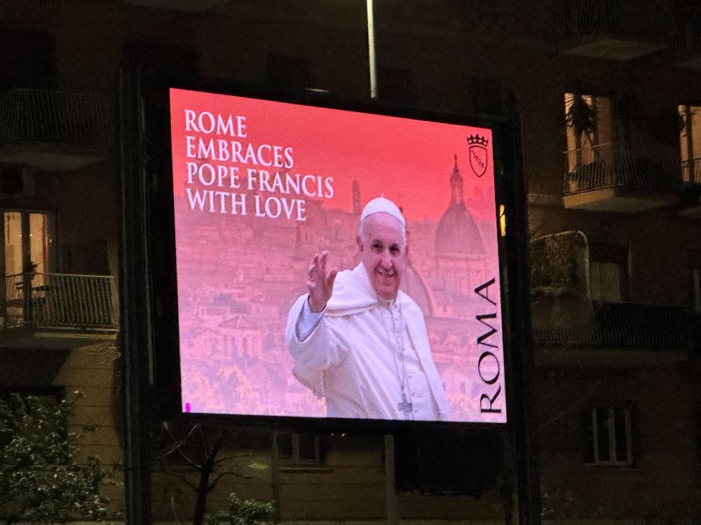 Billboard honors Pope Francis.