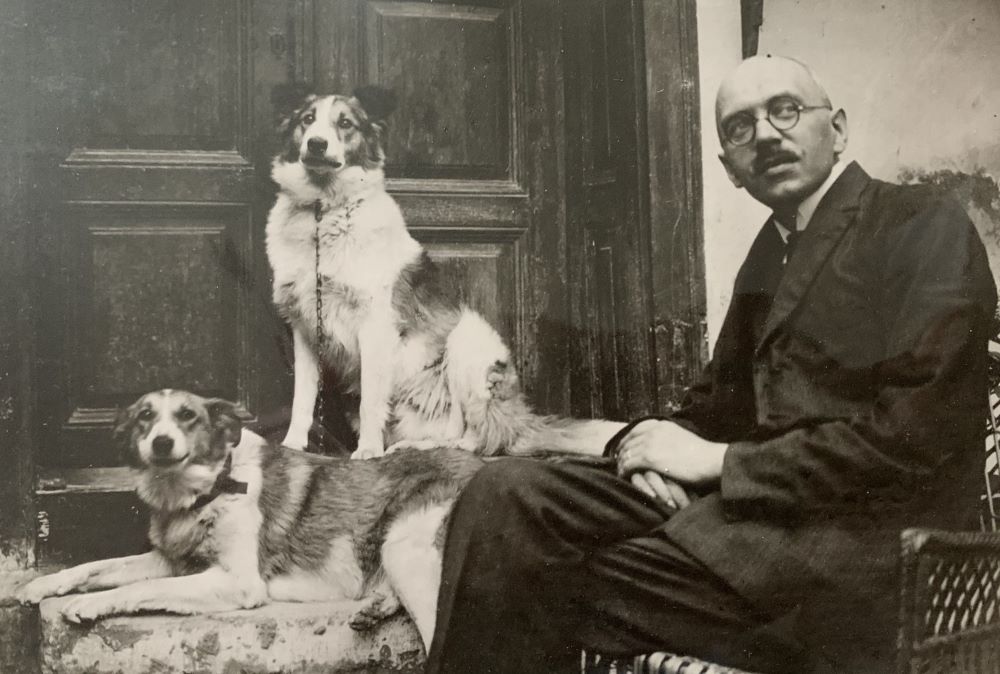 Alois Beer pictured with dogs.
