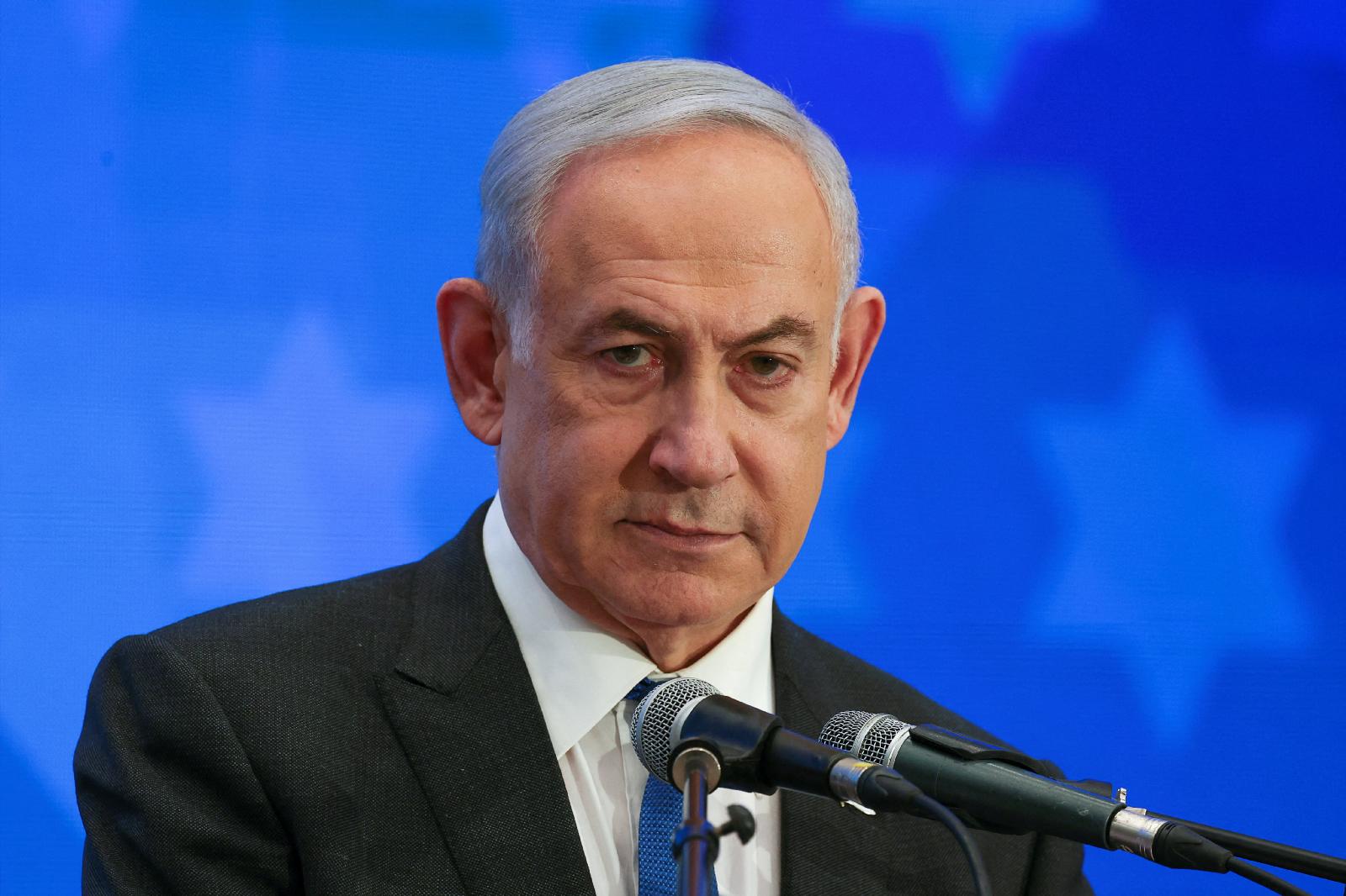 Israeli Prime Minister Benjamin Netanyahu addresses the Conference of Presidents of Major American Jewish Organizations in Jerusalem Feb. 18, 2024, amid the ongoing conflict between Israel and Hamas. (OSV News/Ronen Zvulun, Reuters)