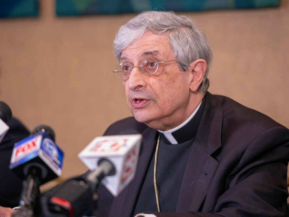 Bishop Salvatore R. Matano of Rochester, N.Y., is pictured in a 2019 photo speaking during a news conference at the pastoral center in Rochester. On Sept. 5, 2025, U.S. Bankruptcy Judge Paul R. Warren signed an order confirming the Eighth Amended Joint Plan for Chapter 11 Reorganization of the Diocese of Rochester. The judge's action closes the bankruptcy case and establishes a $256.35 million settlement fund for abuse survivors. (OSV News / Catholic Courier / Jeff Witherow)