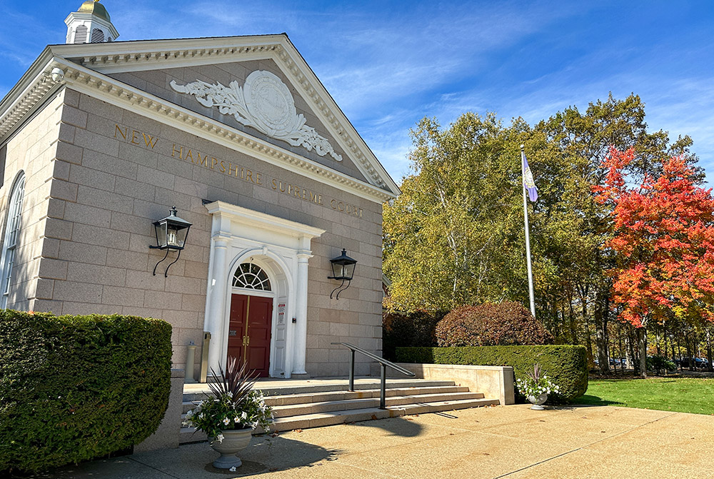 An exterior view of the New Hampshire Supreme Court in Concord, New Hampshire, on Oct. 15, 2025. (AP/Holly Ramer)