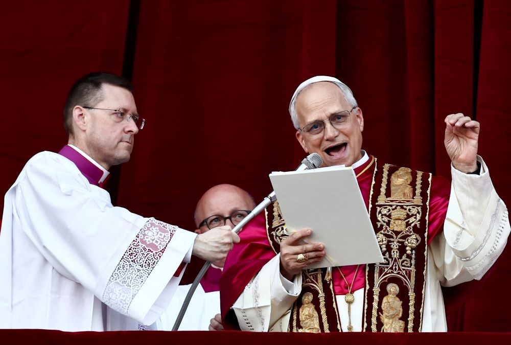 Pope Leo speaks. 