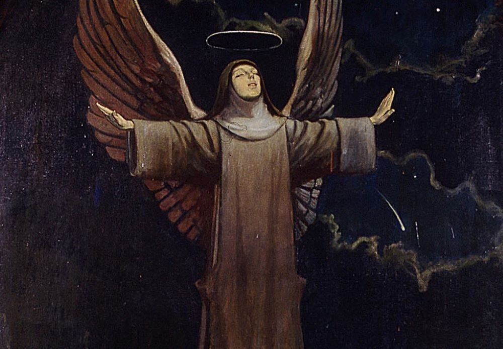 A portion of "St. Christina the Astonishing," a painting by George Baltus in Sint-Truiden church,  Belgium