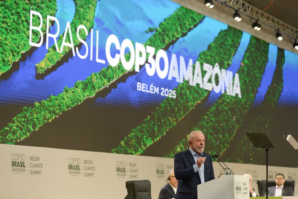 Brazil's President Luiz Inacio Lula da Silva attends the opening of the General Plenary of Leaders on Nov. 6 during COP30 in Belém, Brazil.