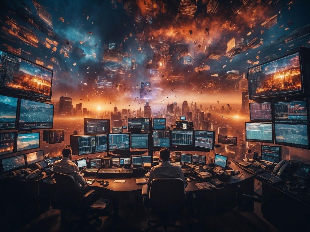 Illustration that shows multiple AI-created images of computer screens