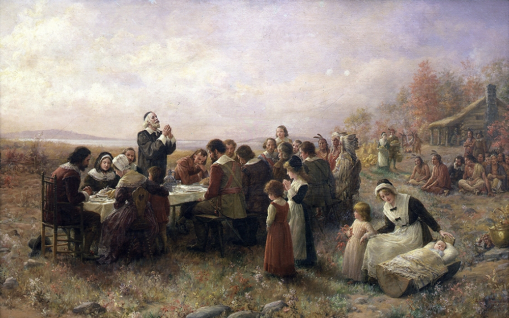 "The First Thanksgiving at Plymouth" by Jennie A. Brownscombe (Wikimedia Commons/Stedelijk Museum De Lakenhal)