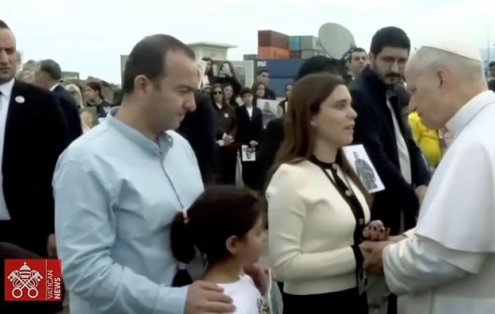 Melvine Khoury speaks to Pope Leo XIV Dec. 2.