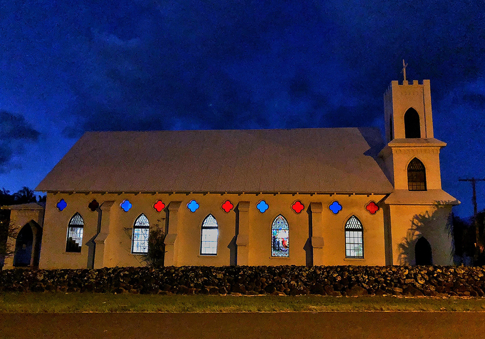 St. Francis Catholic Church in Kalaupapa still holds daily Mass for its small congregation. (National Park Service/Dewitt Jones)
