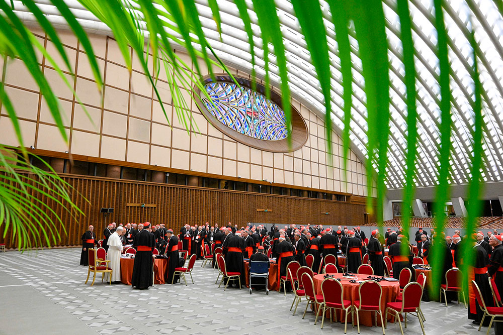 Pope Leo XIV holds a consistory with cardinals from around the world at the Vatican Jan. 8, 2026. (OSV News/Vatican Media/Simone Risoluti)