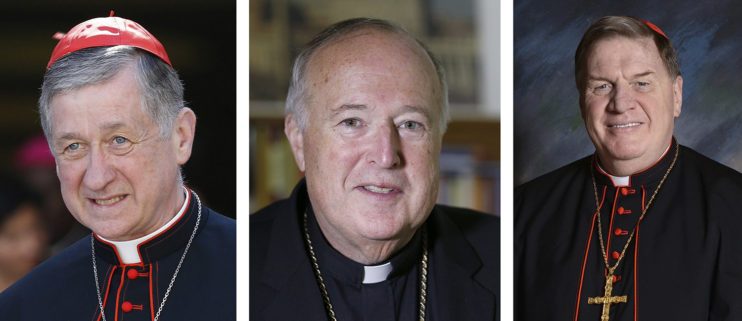 Cardinals Blase J. Cupich of Chicago, Robert W. McElroy of Washington and Joseph W. Tobin of Newark, New Jersey, are pictured in a combination photo. The three cardinals issued a joint statement Jan. 19, 2026, on the morality of U.S. foreign policy under the Trump administration. (OSV News files/Paul Haring, CNS/Archdiocese of Newark)