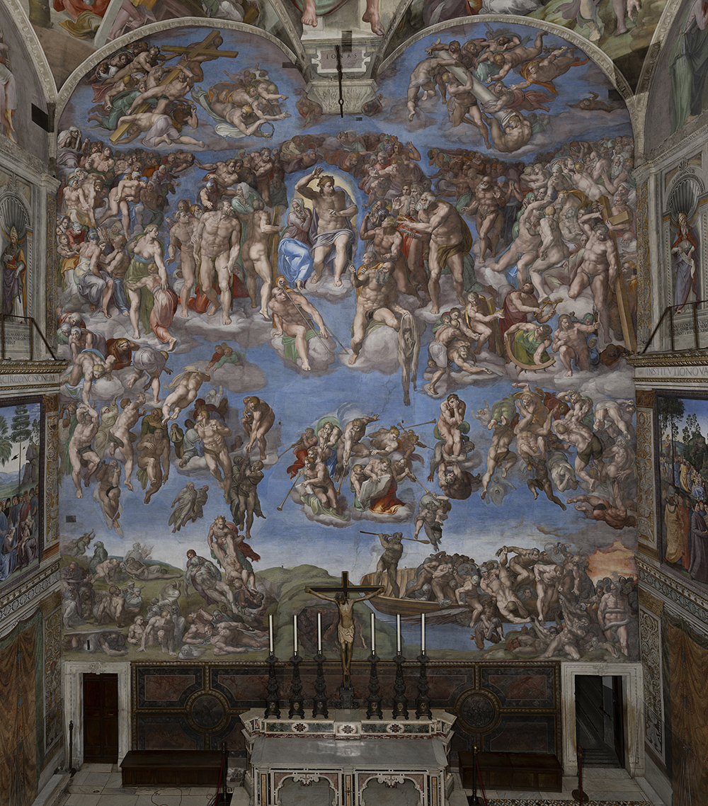 Michelangelo's "The Last Judgment" in the Sistine Chapel, prior to extraordinary maintenance by the Vatican Museums (Courtesy of the Governorate of Vatican City State)