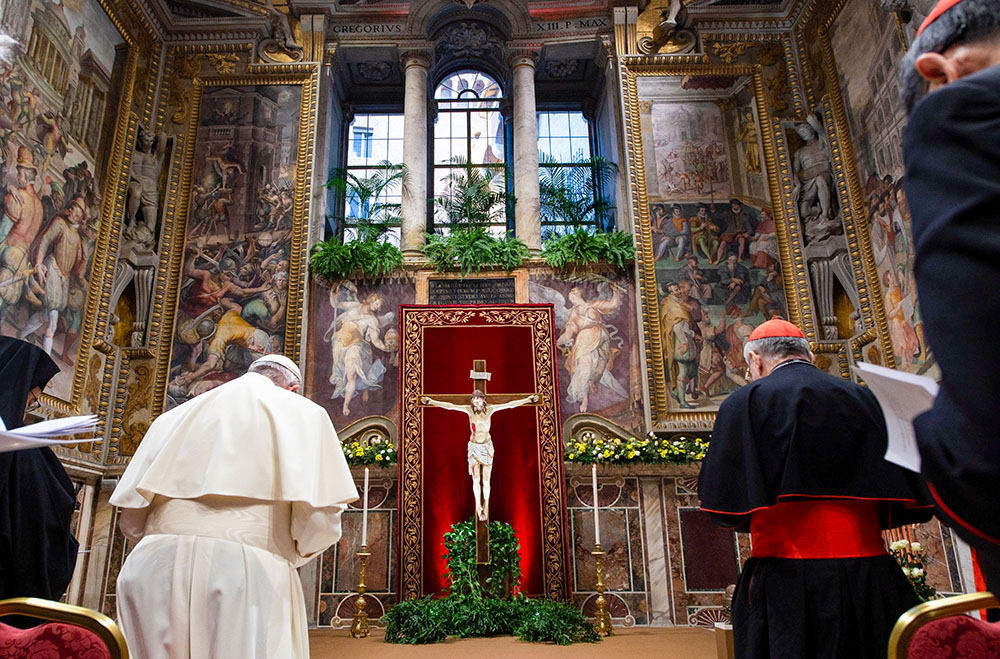 Pope Francis and church leaders from around the world attend a penitential liturgy during a global summit on child protection and abuse in the church at the Vatican Feb. 23, 2019. The summit brought together the pope and 190 church leaders — presidents of bishops' conferences, the heads of the Eastern Catholic churches, superiors of men's and women's religious orders and Roman Curia officials. (CNS/Vatican Media)