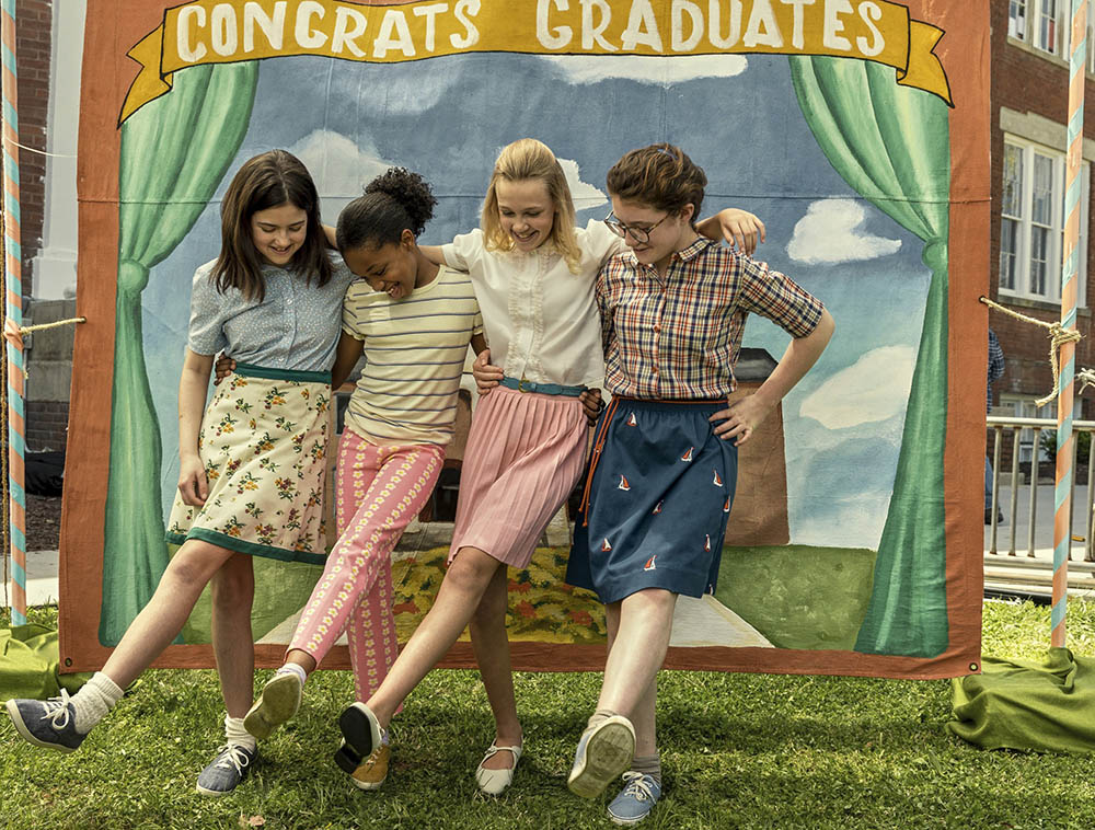 Abby Ryder Fortson as Margaret Simon, Amari Price as Janie Loomis, Elle Graham as Nancy Wheeler, and Katherine Kupferer as Gretchen Potter in "Are You There God? It’s Me, Margaret," a 2023 movie adaptation of Judy Blume's novel. (OSV News/Lionsgate/Dana Hawley)