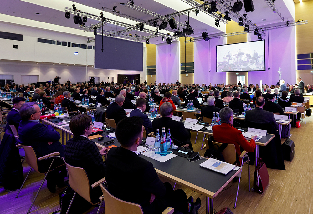People attend the German Catholic Church's fifth synodal assembly in Frankfurt, March 9, 2023. (OSV News/Reuters/Heiko Becker)