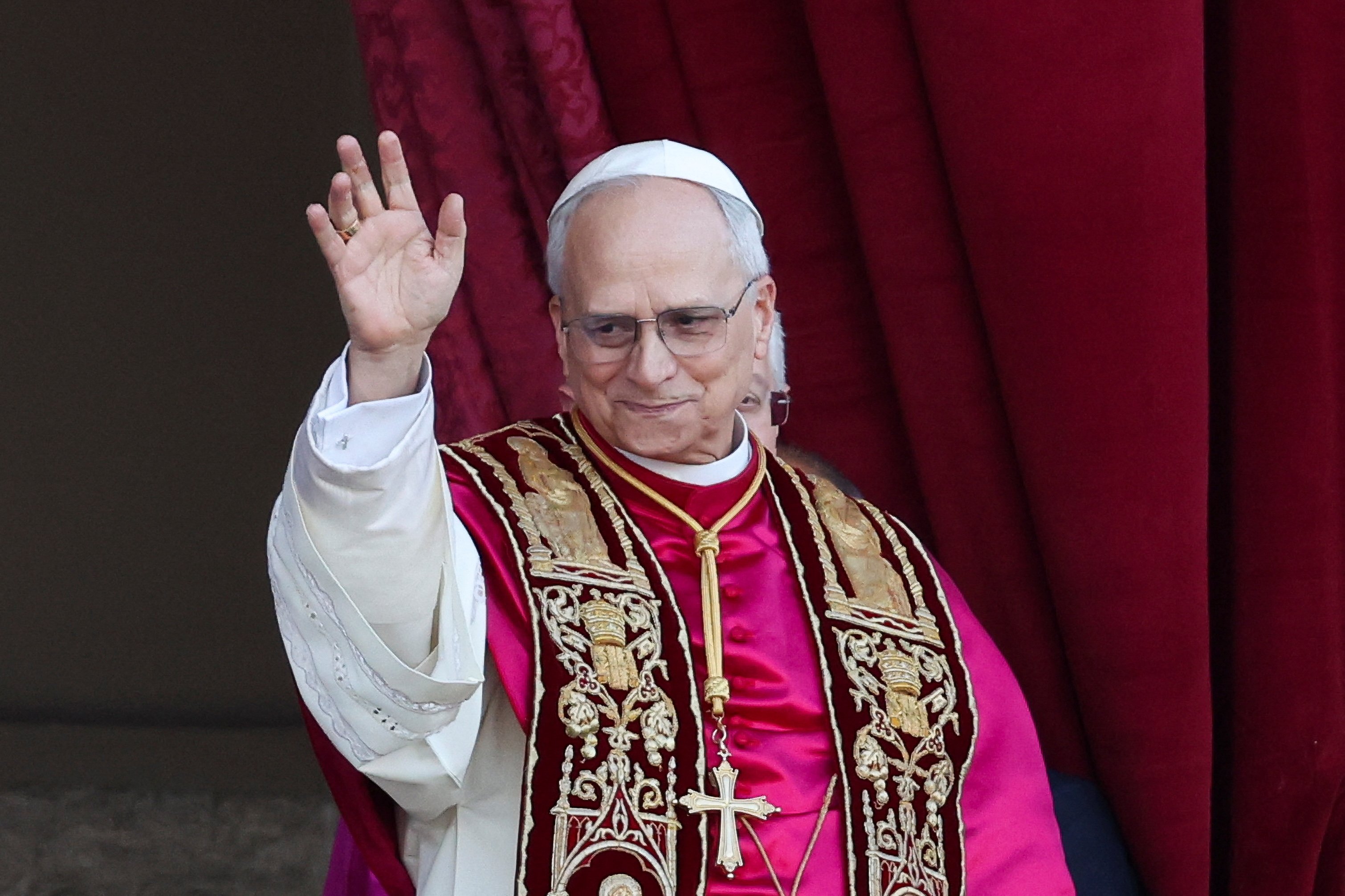 Cardinal Robert Francis Prevost, who has chosen the papal name Leo XIV, appears on the central balcony of St. Peter's Basilica at the Vatican May 8, 2025, following his election during the conclave. He is the first U.S.-born pope in history. (OSV News/Reuters/Claudia Greco)