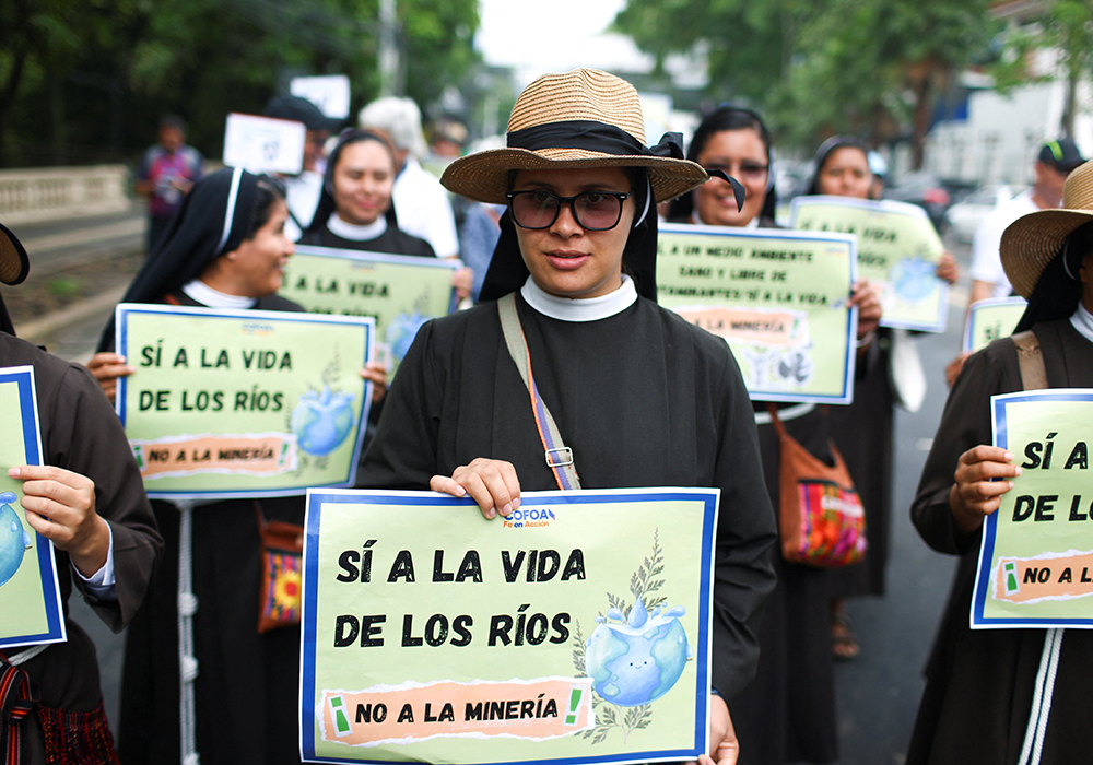 Nuns take part in a demonstration for World Environment Day and against mining, in San Salvador, El Salvador, June 5, 2025. (OSV News/Reuters/Jose Cabezas)