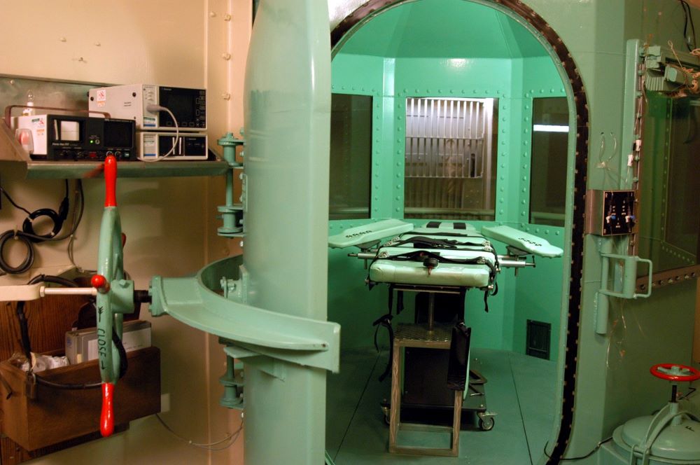 This undated photograph shows the execution chamber where lethal injections were carried out at San Quentin State Prison in California. In 2019, California Gov. Gavin Newsom suspended the state's death penalty. (CNS /Courtesy of California Department of Corrections)