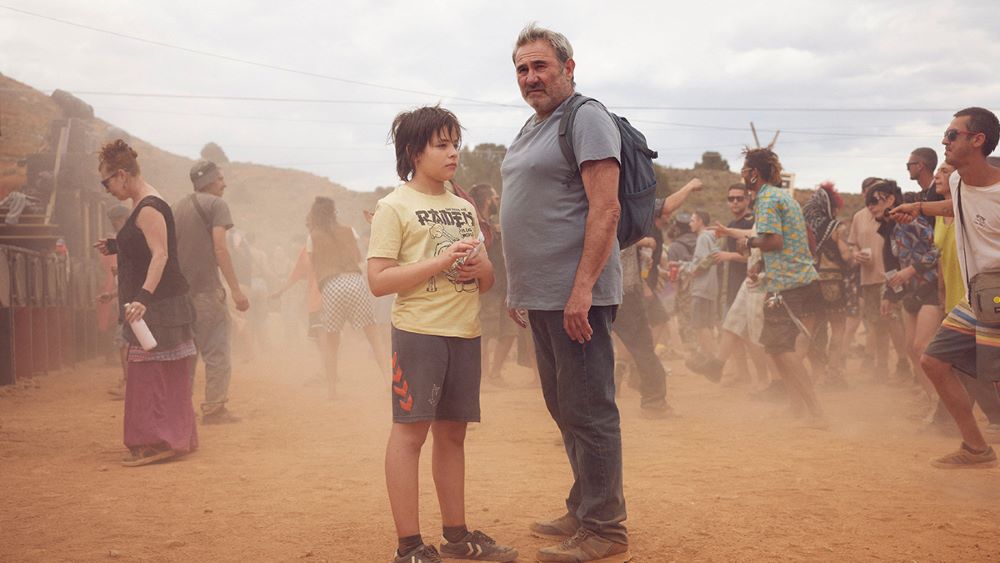 Sergi López, right, and Bruno Núñez play father and son in "Sirāt." The film has been nominated for Oscars in Best International Feature Film and Best Sound. (Madman Entertainment)