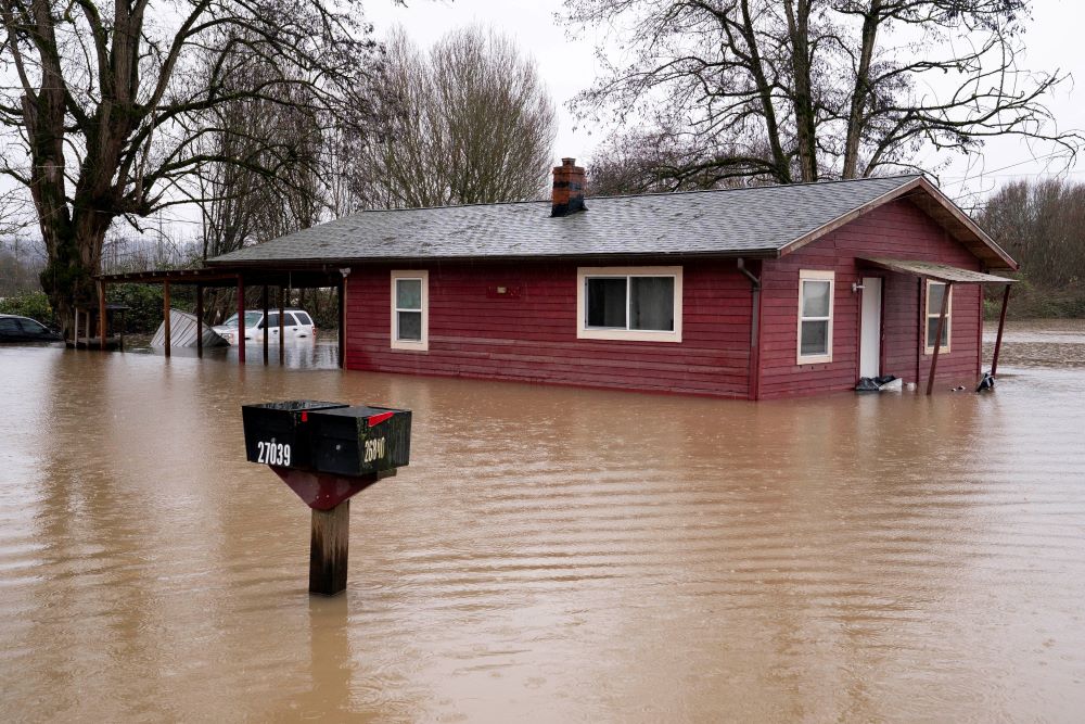 A home flooded by the Green River is seen in Kent, Wash., Dec. 18, 2025, amid extreme weather in the Pacific Northwest. (OSV News/Reuters/David Ryder)