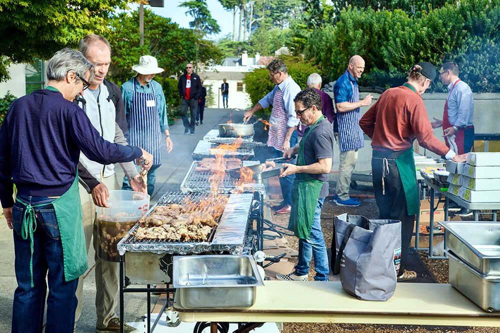 Parishioners of St. Ignatius Parish in San Francisco at a "Home4Dinner" event, a community social and spiritual gathering to foster mutual support and belonging, in October 2023. (Courtesy of Nano Visser)