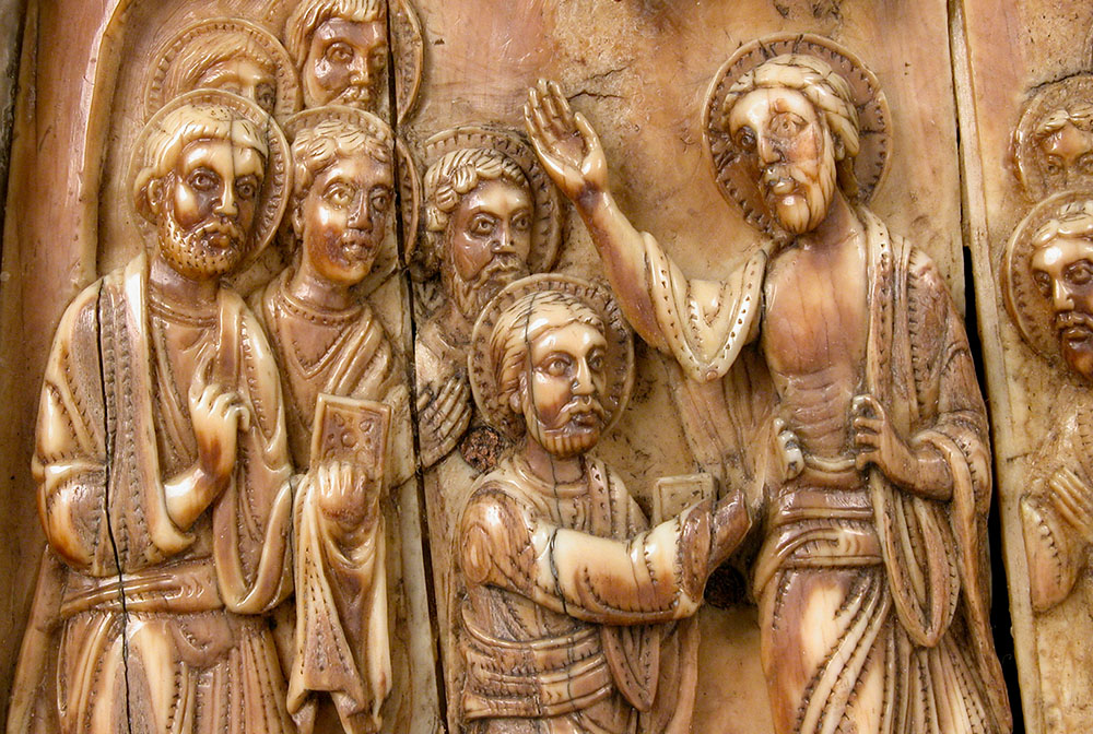 A 12th-century German ivory plaque with Doubting Thomas (Wikimedia Commons/Metropolitan Museum of Art)