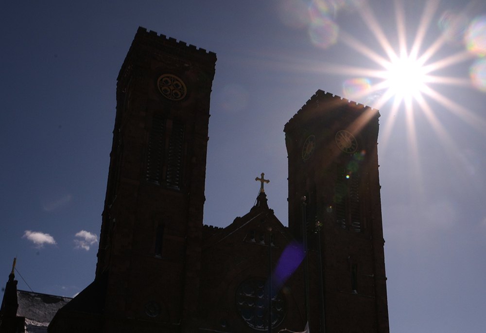 The Cathedral of Saints Peter and Paul, which serves as the home church of the Roman Catholic Diocese of Providence, is seen Feb. 24, 2026, in Providence, Rhode Island. (AP photo/Charles Krupa)