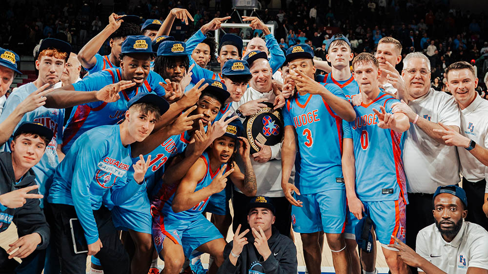 The 2025-26 Philadelphia Catholic League boys basketball champions, Father Judge High School (Jackson Miller)