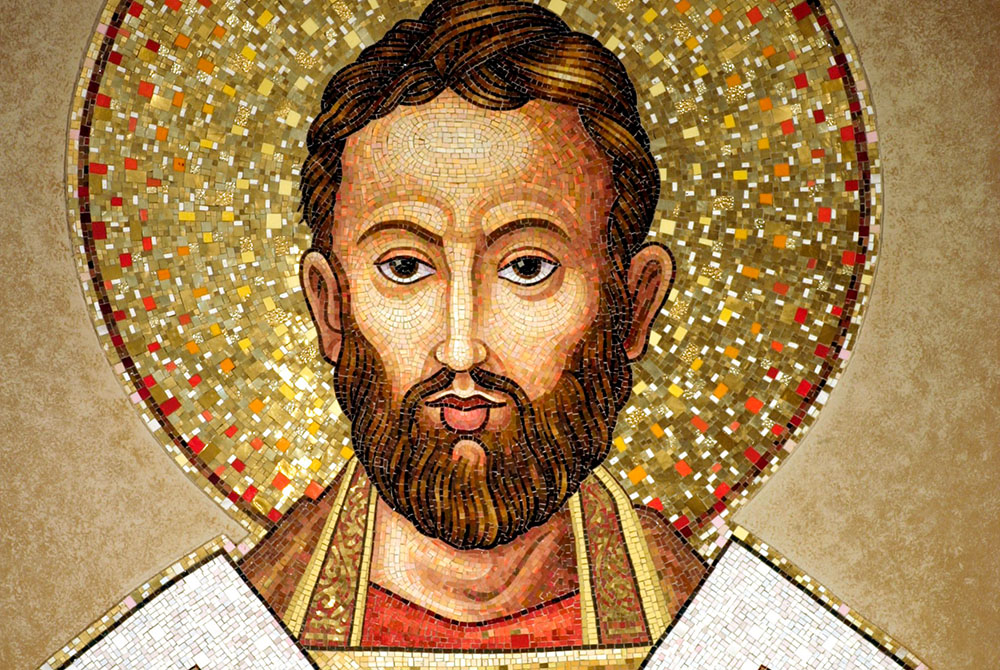 Detail of an icon of St. Augustine at Christ the King Cathedral in Superior Wis. (OSV News/The Crosiers/Gene Plaisted)