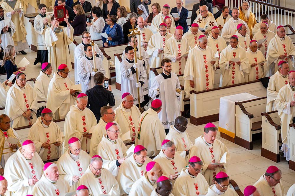 Bishops from around the country gather at the Basilica of the National Shrine of the Assumption of the Blessed Virgin Mary in Baltimore Nov. 10, 2025, for the opening Mass of the U.S. Conference of Catholic Bishops' fall plenary assembly. (OSV News/Catholic Review/Kevin J. Parks)