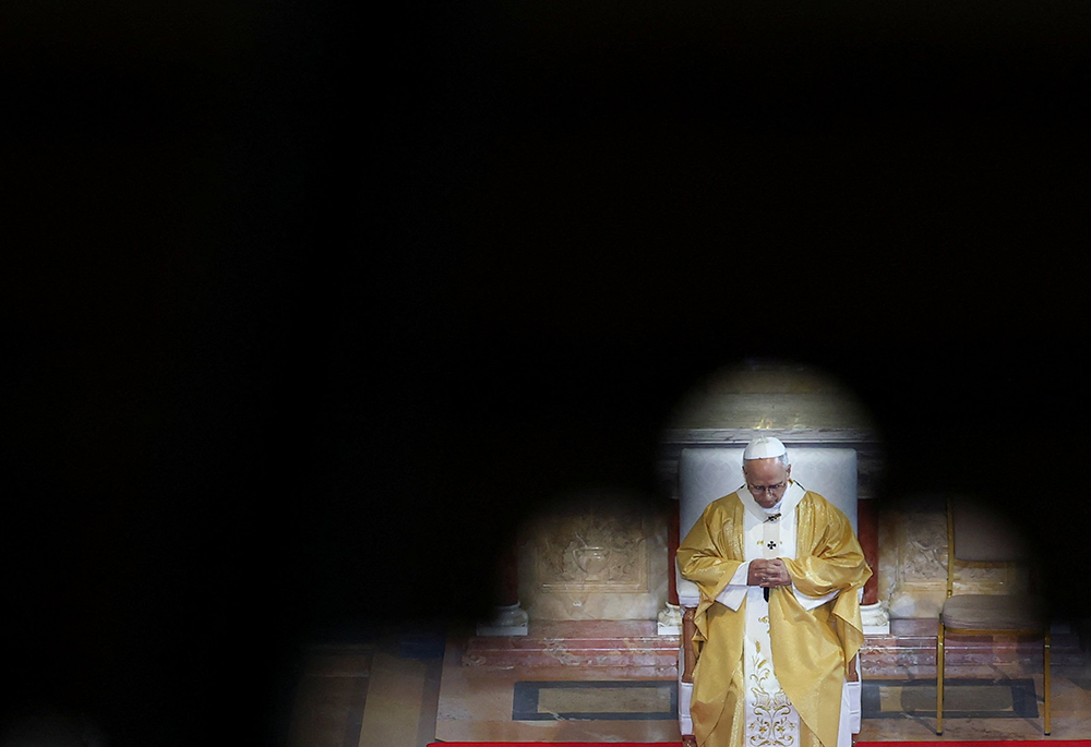 Pope Leo XIV celebrates Mass at the Basilica of St. Augustine in Annaba, Algeria, April 14, 2026. (OSV News/Reuters/Guglielmo Mangiapane)