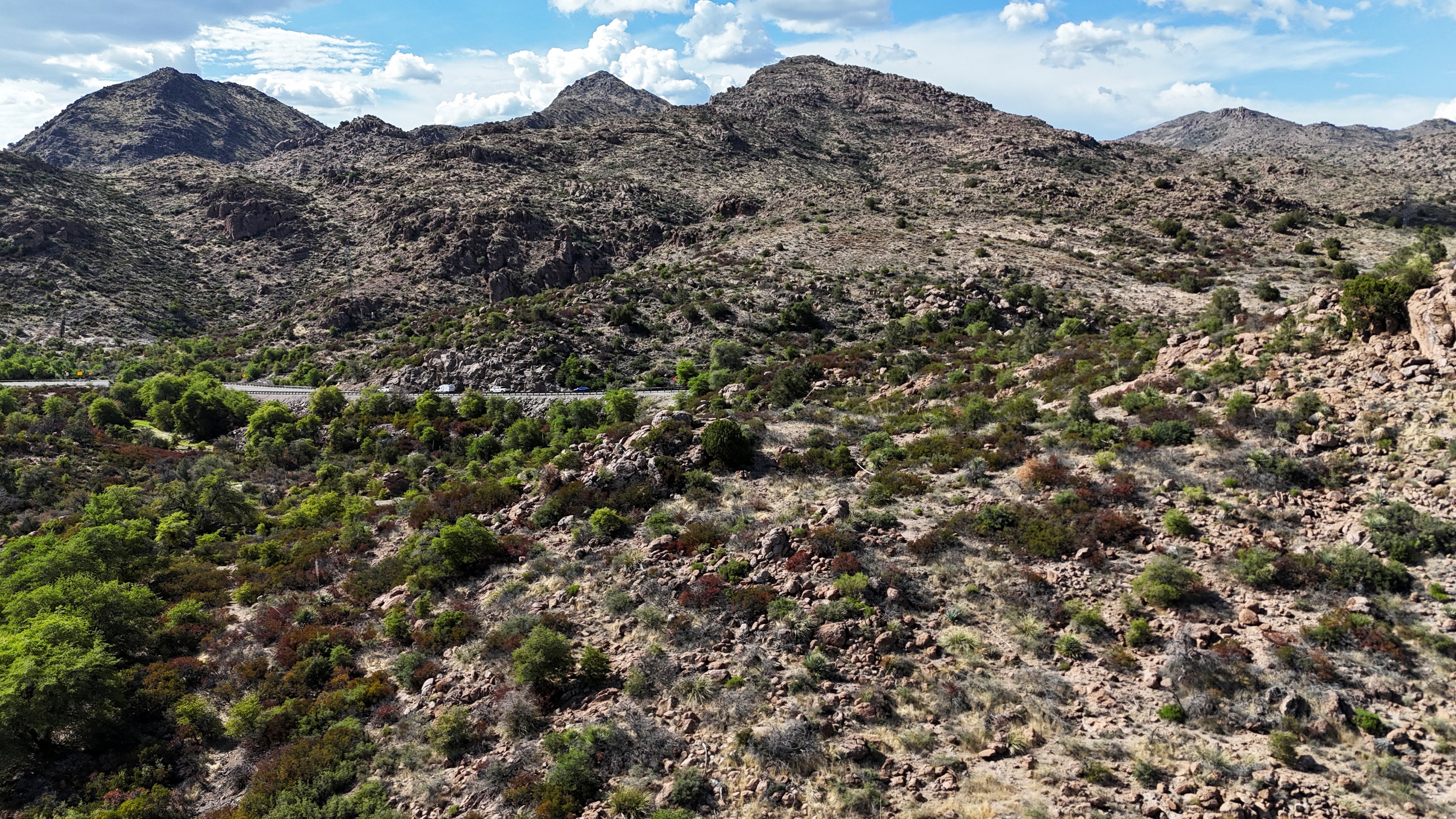 A drone view shows the Oak Flat campground near Superior, Ariz., May 7, 2025, land considered sacred by the Apache, which is being transferred to the Resolution Copper mining company. An Indigenous coalition filed an updated lawsuit in federal district court on April 22, 2026, their latest attempt to stop a land transfer including their sacred site at Oak Flat from destruction by a copper mining giant. 