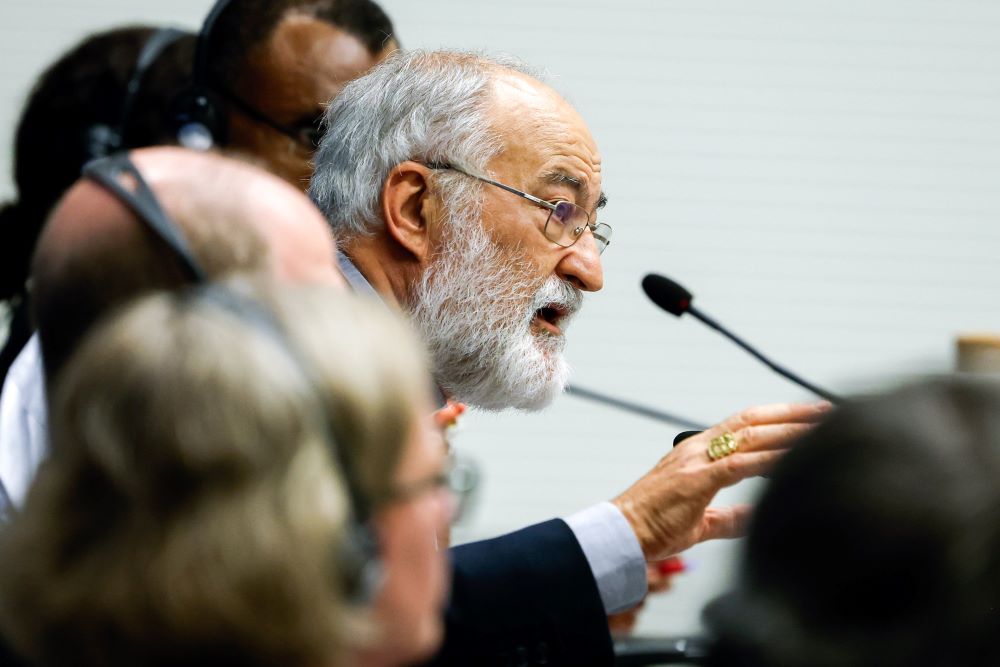 Cardinal Cristóbal López Romero of Rabat, Morocco, speaks during a briefing about the assembly of the Synod of Bishops at the Vatican Oct. 17, 2023. (CNS/Lola Gomez)
