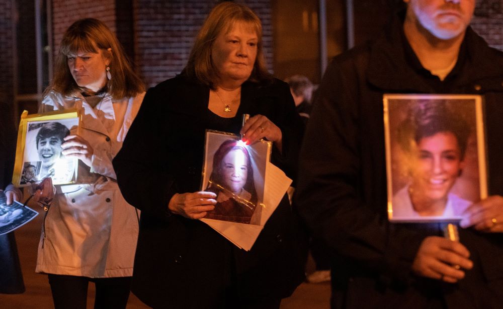 Supporters of SNAP, the Survivors Network of those Abused by Priests, walk in memory of alleged abuse victims outside the 2018 assembly of the U.S. bishops in Baltimore. (CNS/Catholic Review/Catholic Review)