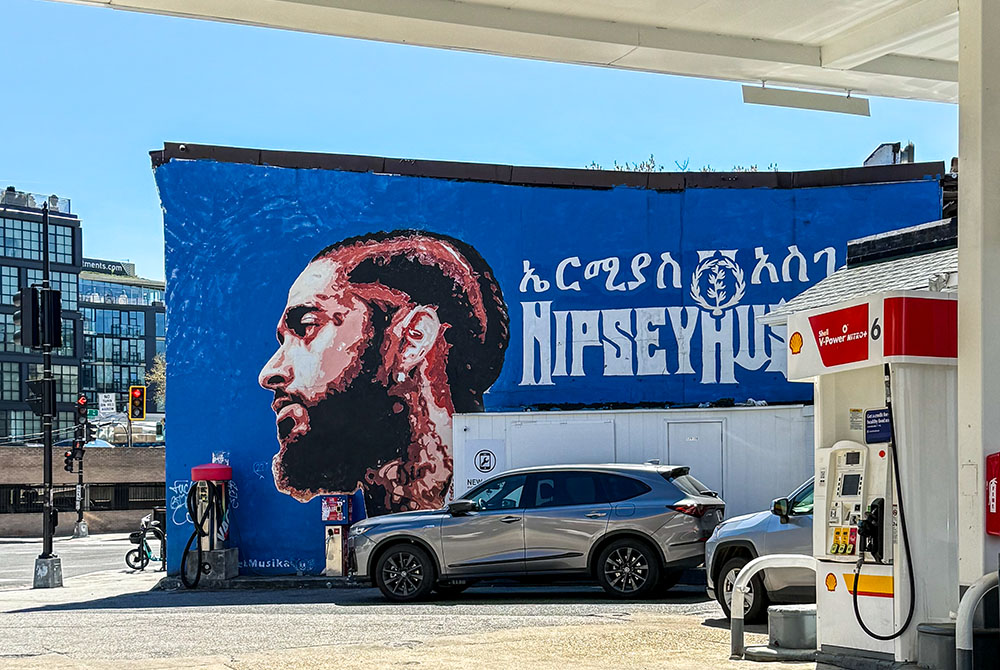 A mural of the late rapper and activist Nipsey Hussle in Washington, D.C.'s Shaw neighborhood (Tonya (Adéjọké) Butler-Truesdale)