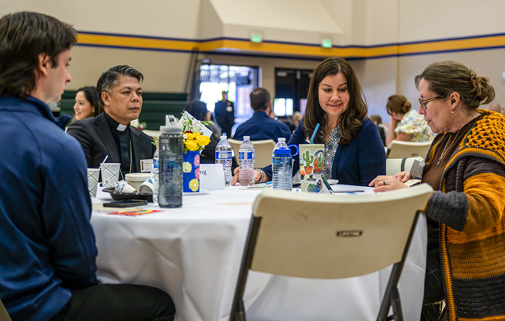 Auxiliary Bishop Peter Dai Bui takes part in the Phoenix Diocese's Synod of Young Adults with lay Catholics and clergy from the diocese in February 2026. (Courtesy of Phoenix Diocese/Brett Meister)