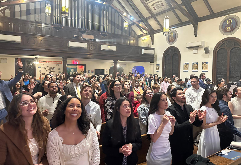 Young worshippers with the Shalom Catholic Community attend Mass at San Damiano Mission in Brooklyn, New York, on Easter morning, April 5, 2026. (Courtesy of San Damiano Mission)