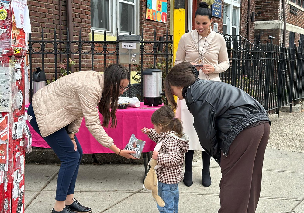 Missionaries hand out prayer cards and candy on Easter Sunday, April 5, 2026, at San Damiano Mission in Brooklyn, New York. (Courtesy of San Damiano Mission)