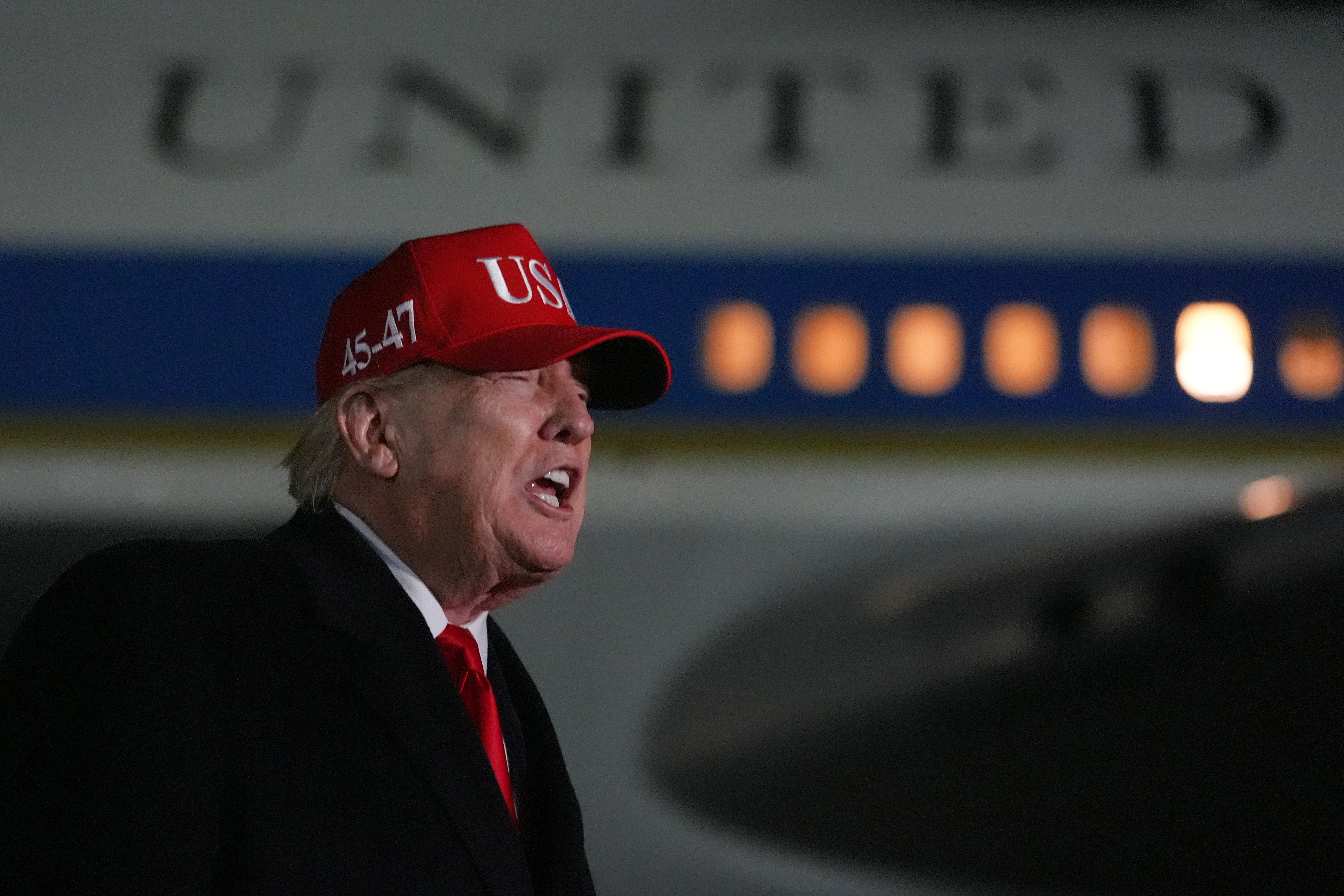 President Trump speaks to reporters April 12.