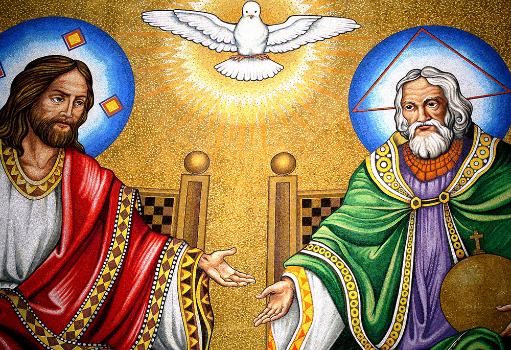 Mosaic tiles depicting the Most Holy Trinity are seen in the Trinity Dome at the Basilica of the National Shrine of the Immaculate Conception in Washington. (OSV News file photo/Tyler Orsburn)