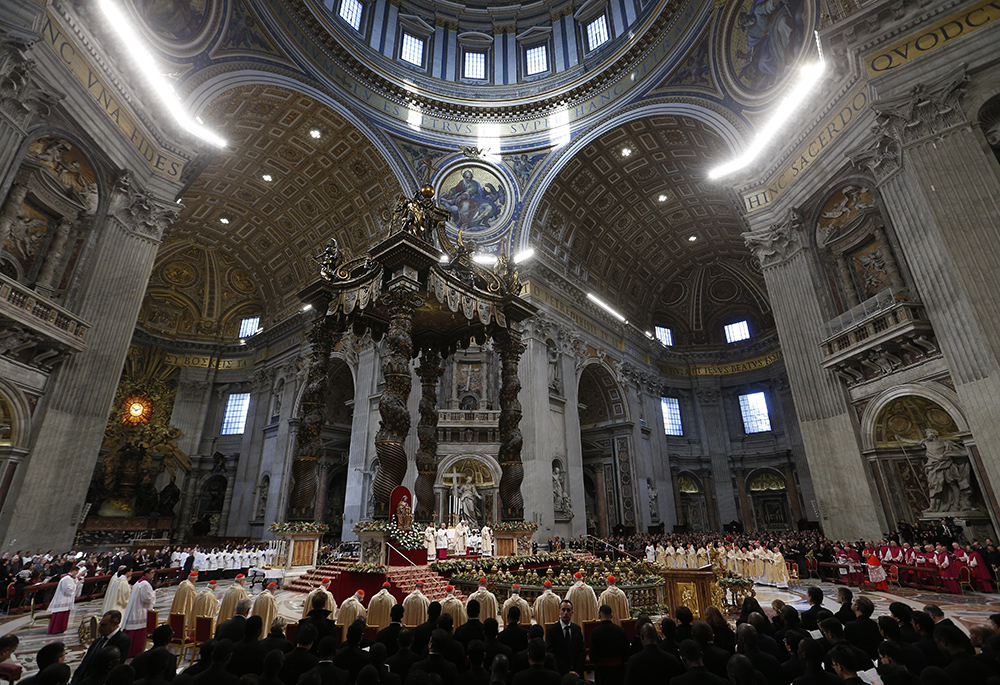 Pope Francis celebrates Mass marking the feast of the Epiphany in St. Peter's Basilica at the Vatican Jan. 6, 2018. Author Bruce Feiler tells the story of his visit to the basilica in the first chapter of his new book A Time to Gather. (CNS/Paul Haring)
