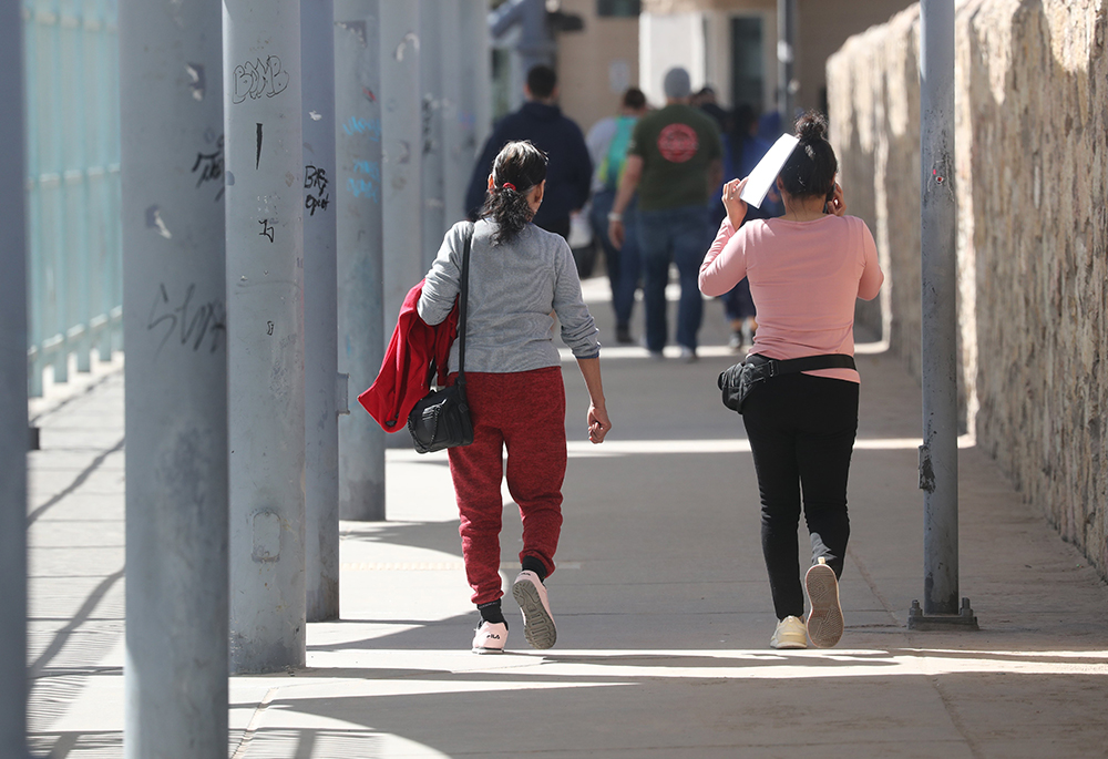 Women leave the port of entry in El Paso, Texas, to cross the bridge leading into Ciudad Juarez, Mexico, March 24, 2025, hours before Bishop Mark J. Seitz of El Paso led a protest and prayer vigil against mass deportations by the U.S. government. (OSV News/Bob Roller)