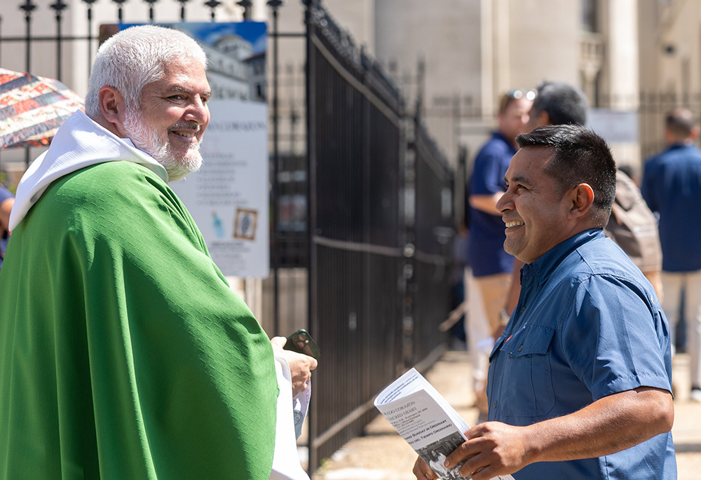 Fr. Emilio Biosca Agüero, then pastor of the Shrine of the Sacred Heart in Washington, smiles after celebrating Mass Sept. 1, 2025. It was announced May 13, 2026, that Pope Leo XIV has accepted the resignation of Bishop Frank J. Dewane of Venice, Florida, and named Biosca, 61, a Capuchin Franciscan missionary who served in Cuba and Papua New Guinea, as his successor. (OSV News/Catholic Standard/Mihoko Owada)