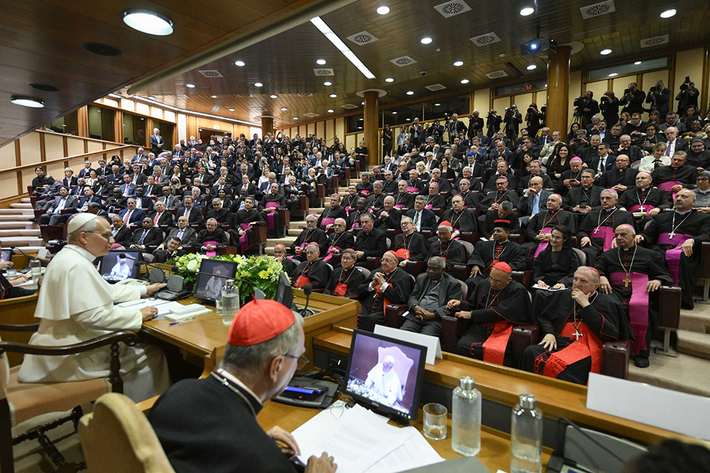 Pope Leo XIV attends the presentation of "Magnifica Humanitas" at the Vatican's Synod Hall May 25, 2026, the first encyclical of his papacy, which focuses on the rise of artificial intelligence. (OSV News/Vatican Media/Simone Risoluti)