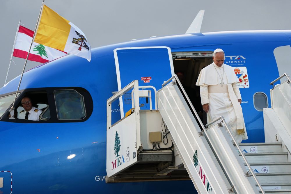 Pope Leo XIV arrives at Beirut's international airport, Lebanon, Nov. 30, 2025. (AP/Domenico Stinellis, file)