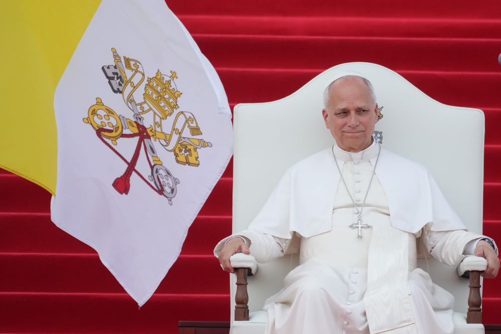 Pope Leo XIV meets with representatives of the world of culture at the Leon XIV Campus of the National University in Malabo, Equatorial Guinea, April 21, 2026, on the ninth day of his 11-day pastoral visit to Africa. (AP/Andrew Medichini, file)