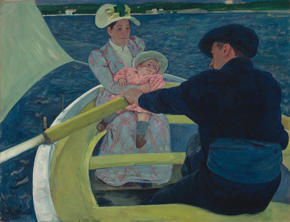 The American impressionist Mary Cassatt refused to idealize the repetitive, underappreciated labor of childcare. In "The Boating Party," the mother's fatigued expression may feel familiar to viewers who are caregivers. (National Gallery of Art)
