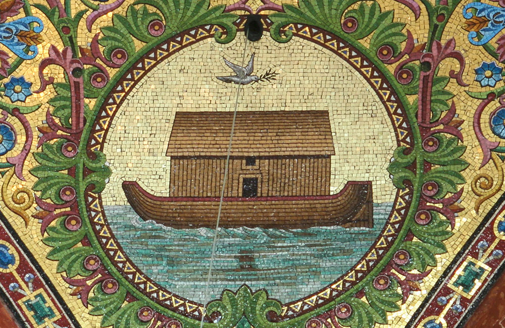 A mosaic of Noah's ark with the dove in Notre-Dame de la Garde in Marseille, France (Wikimedia Commons/Robert Valette)
