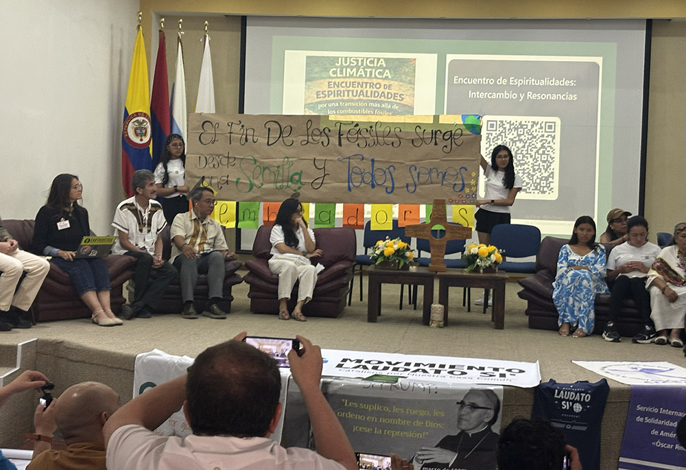 Faith-based organizations meet in Santa Marta, Colombia, on April 24, 2026, as part of the first Conference on Transitioning Away from Fossil Fuels. The international conference drew 57 countries, including the Holy See, to discuss ways to implement a global shift from coal, oil and gas. (Courtesy of CIDSE/Pedro Guzman)